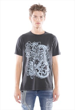 Short sleeve crew neck tee  "social media" in black