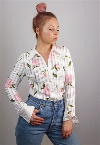 APRIORI VINTAGE 90'S FLOWERS PATTERN BLOUSE / SHIRT / TOP