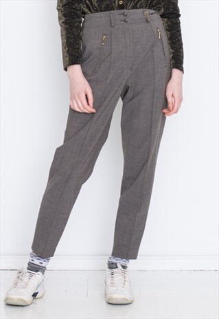 GREY HIGH WAIST VINTAGE TROUSERS