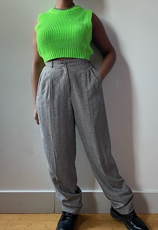 VINTAGE 90S LIZ CLAIBORNE HOUNDSTOOTH TROUSERS (S)