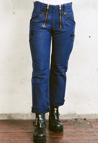 VINTAGE 70S INDIGO BLUE DOUBLE ZIPPER JEANS