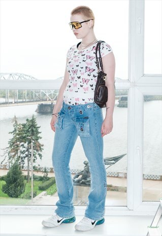 Vintage Y2K iconic bootcut cargo jeans in light wash