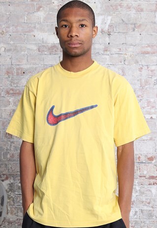 VINTAGE NIKE BIG LOGO T-SHIRT YELLOW