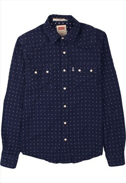 Vintage 90's Levi's Shirt Plain Button Up Navy Blue Small