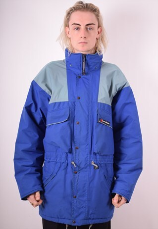 BERGHAUS MENS VINTAGE WINDBREAKER JACKET LARGE BLUE 90S