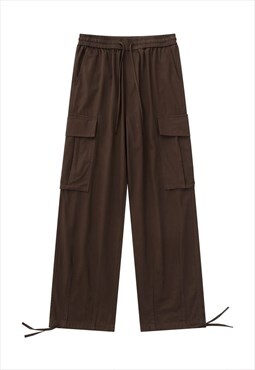 Cargo joggers utility pants skater beam trousers in brown