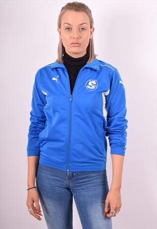 PUMA WOMENS VINTAGE TRACKSUIT TOP JACKET MEDIUM BLUE 90S