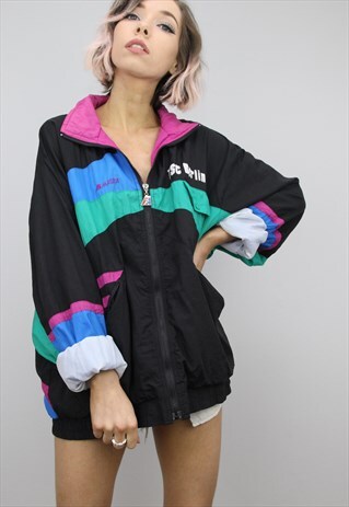VINTAGE 80S 90S OVERSIZED SHELL SUIT FESTIVAL JACKET