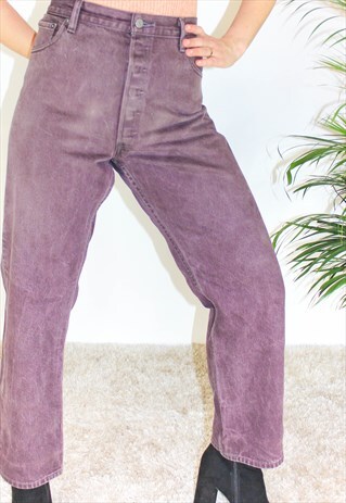 VINTAGE CURVY SIZE 90'S 501 PURPLE STRAIGHT LEG JEANS