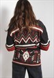 VINTAGE 80'S WRAP CRAZY PATTERNED CARDIGAN MULTI