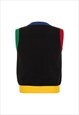 KNITTED CRICKET JUMPER VEST IN MULTI COLOUR