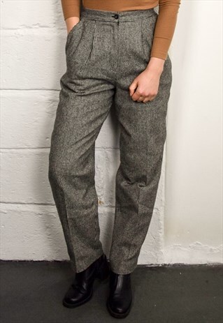 VINTAGE 90S WOOL DOGTOOTH CHECK TROUSERS