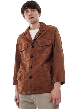 Vintage SCHOTT Leather Coat Jacket Military Brown