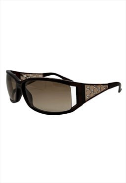 Gucci Sunglasses Shield Brown GG Logo Monogram Wrap 2998