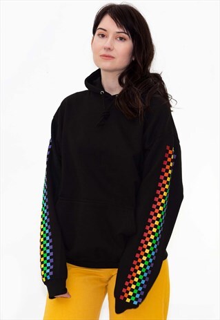 RAINBOW BABE CHECKERED BLACK HOODIE