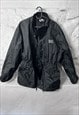 90S BLACK PVC RAIN WATERPROOF PARKA JACKET - S - M