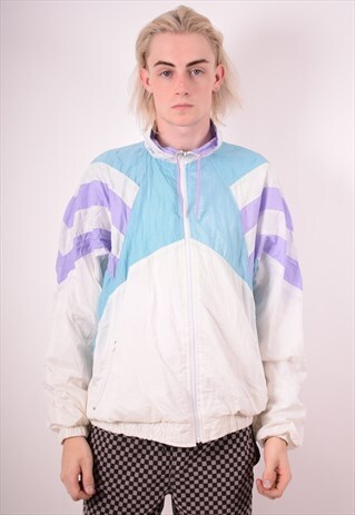 MENS VINTAGE TRACKSUIT TOP JACKET LARGE MULTI 90S
