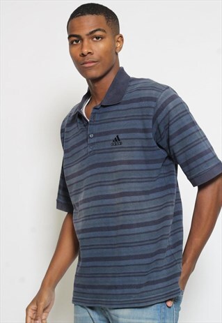 VINTAGE ADIDAS STRIPED POLO SHIRT