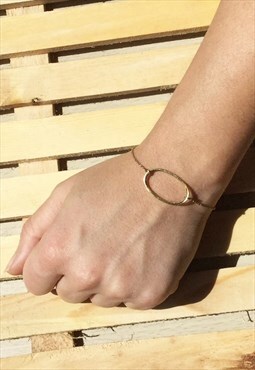 Gold Oval Bracelet, Delicate Chain Bracelet