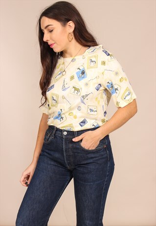 VINTAGE 80S T-SHIRT IN NOVELTY PRINT