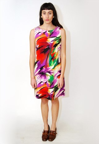 ABSTRACT PRINT DRESS (M) VINTAGE 90S MINI CLUB KID RAVE 1990