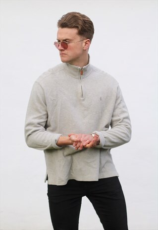 RALPH LAUREN 1/4 ZIP USA SILVER GREY SWEATSHIRT