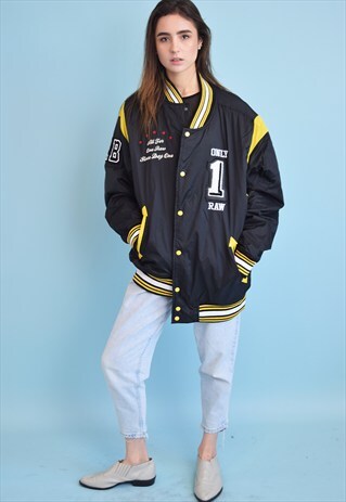 90'S RETRO ATHLEISURE OVERSIZED BOYFRIENDS BOMBER JACKET