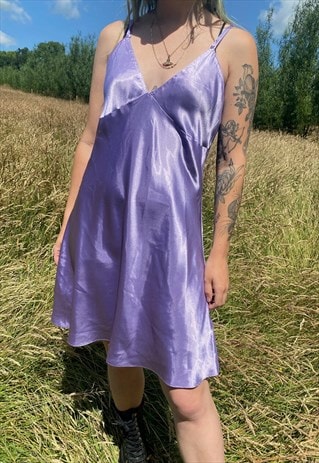 VINTAGE 00S Y2K SATIN MINI SLIP DRESS