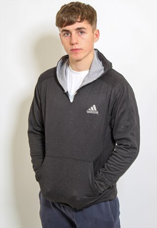 VINTAGE ADIDAS HOODIE IN BLACK LARGE