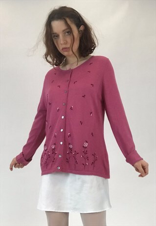 VINTAGE 90S PINK FLORAL CARDIGAN