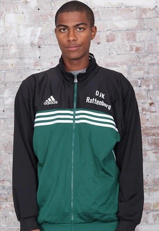 adidas jacket black with green stripes