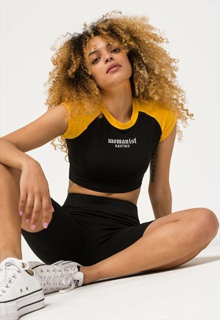 "TRISH" T-SHIRT IN BLACK/GOLD