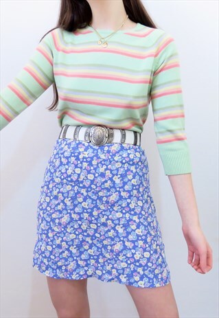 RETRO 90S VINTAGE RAINBOW STRIPED PASTEL JUMPER TOP