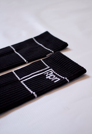 BLACK SOCKS WITH WHITE STRIPES
