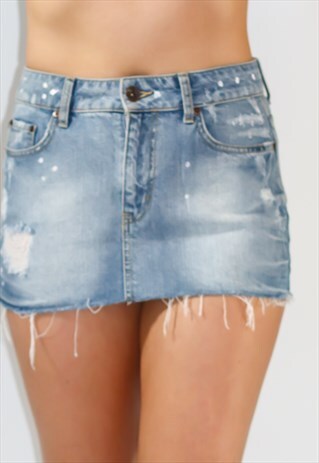 Y2K AWEAR BLUE DENIM MICRO MINI SKIRT