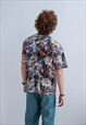 VINTAGE RELAXED FIT REVERE COLLAR SUMMER SHIRT IN MULTI M