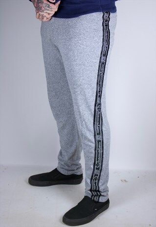 VINTAGE CHAMPION TAPED LOGO JOGGERS IN DARK GREY