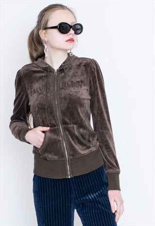 VINTAGE BROWN VELVET RETRO JUMPER