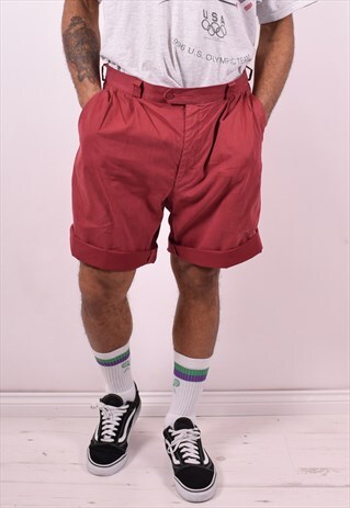 LACOSTE MENS VINTAGE SHORTS W36 MAROON 90'S