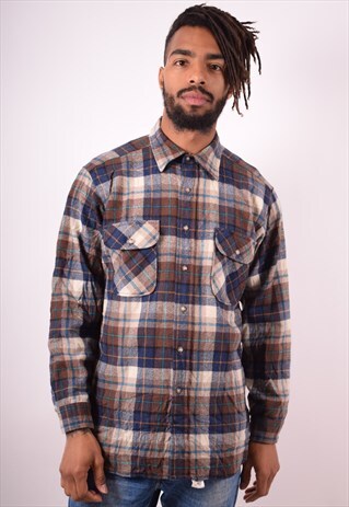 PENDLETON MENS VINTAGE FLANNEL SHIRT LARGE MULTI CHECK 90S
