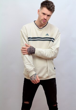 1990'S VINTAGE ADIDAS SWEATSHIRT IN CREAM
