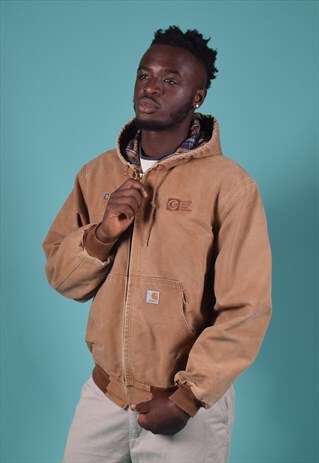 VINTAGE CARHARTT TAN CANVAS BOMBER JACKET