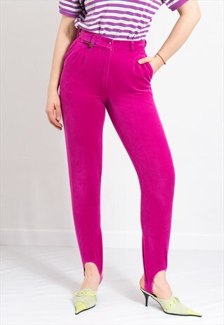 VINTAGE CORDUROY STIRRUP PANTS IN PINK