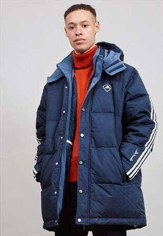 VINTAGE 90'S ADIDAS SUPER OVERSIZED NAVY DOWN PUFFER COAT