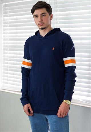 VINTAGE POLO RALPH LAUREN HOODIE SWEATSHIRT LOGO 90S X 16.7