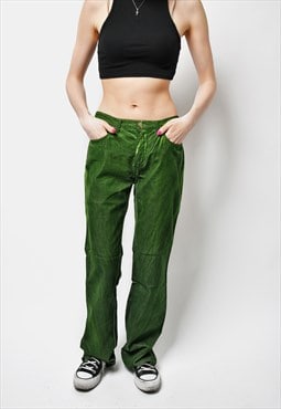 Trussardi Jeans vintage corduroy green trousers for women 