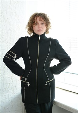 Vintage Authentic Black Wool PARASUCO Jacket/Coat