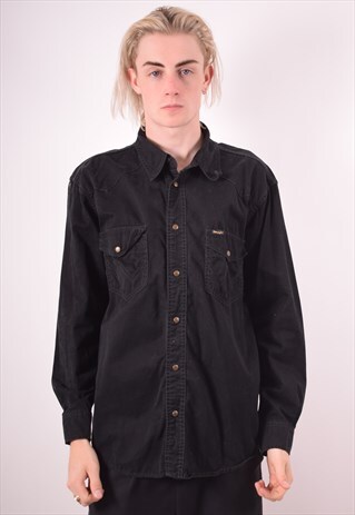 WRANGLER MENS VINTAGE SHIRT LARGE BLACK 90S