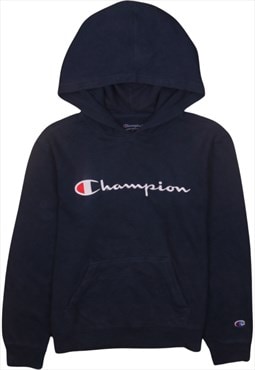 Vintage 90's Champion Hoodie Spellout Pullover Navy Blue