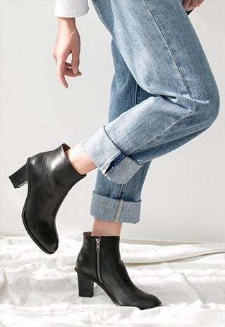GENUINE LEATHER HEELED ANKLE BOOTS